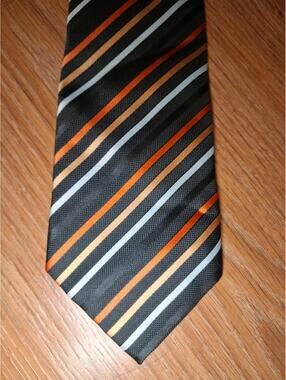 Giorgio Armani Silk Tie Black Striped Handmade in Italy Wide